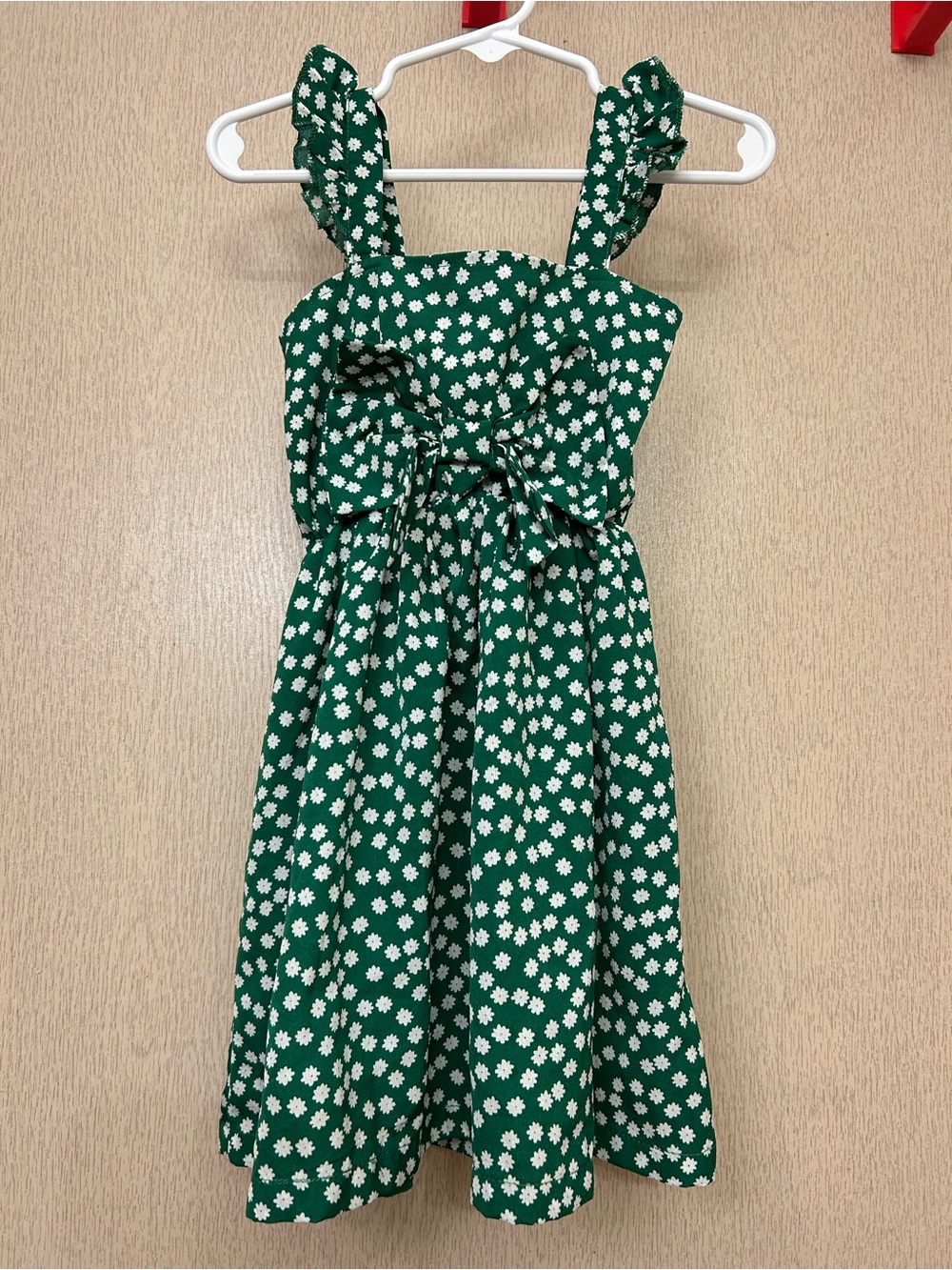 SHEIN - Green Floral Flower Toddler Dress with Bow - Size 100 (3T)